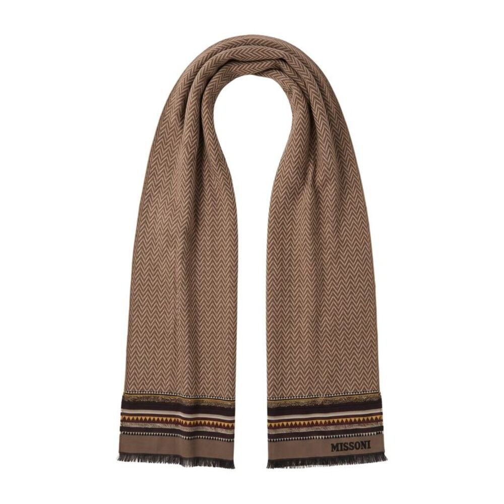 Missoni Brown Classic Pattern Wool Scarf